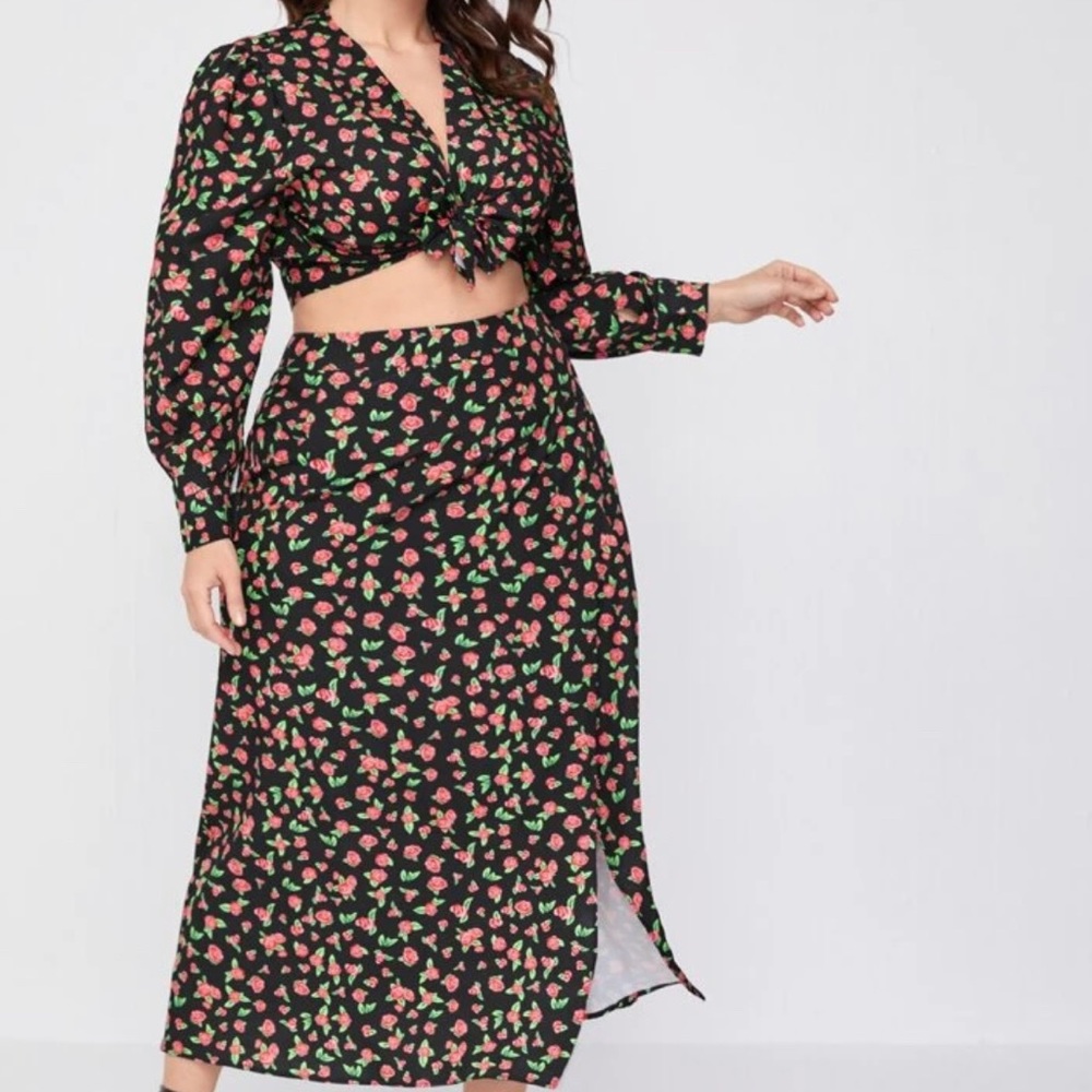 Floral print two piece sets